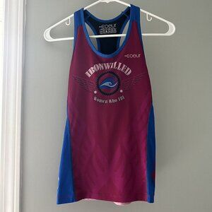 Coeur Women's Running Cycling Biking Tank Top Red Blue "Ironwilled" Size Small